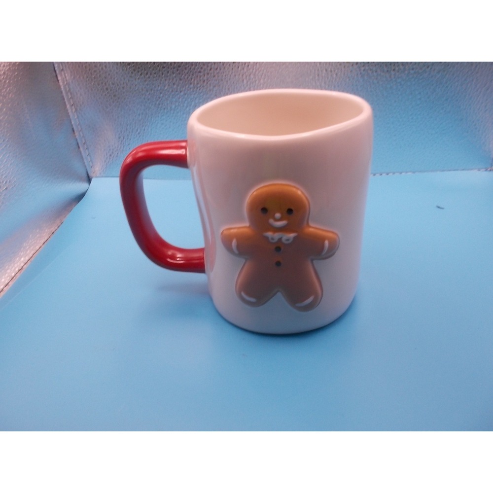 Rae Dunn Baking Spirits Bright Gingerbread Man Christmas Mug Red Handle Ceramic